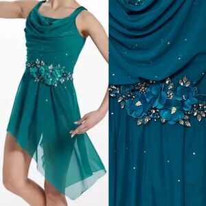 WEISSMAN solo Dance Costume lyrical aqua blue teal Original 16695 LA-Large adult